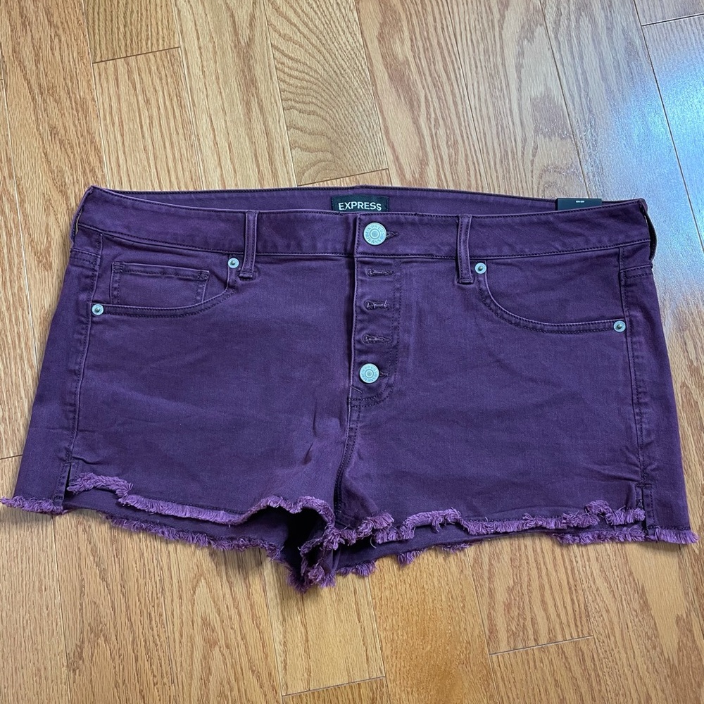 Wine Colored Low Rise Denim Shorts